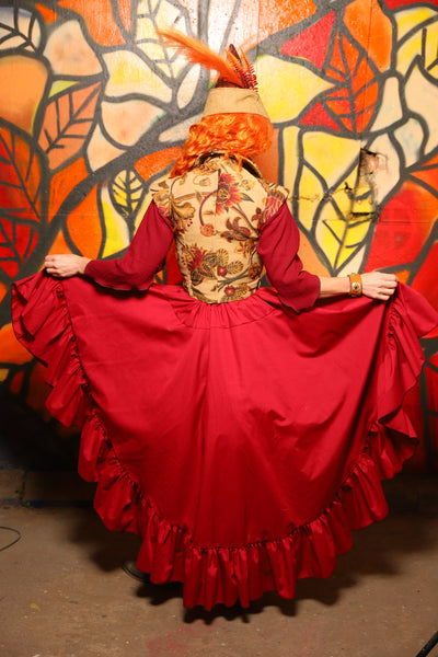 Salsa Skirt in Red Cotton Broadcloth -"Bowstrings & Bodices Collection"