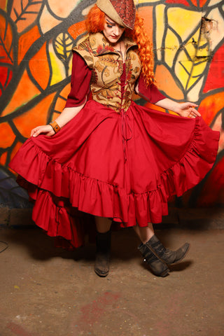 Salsa Skirt in Red Cotton Broadcloth -"Bowstrings & Bodices Collection"