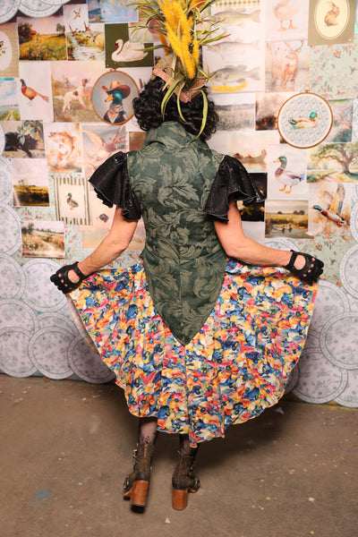 07. Mini Crescent Skirt in Painted Ducks - The Fowl Majesty Collection