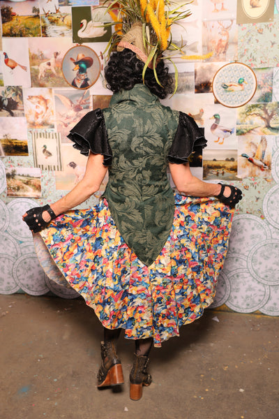 07. Mini Crescent Skirt in Painted Ducks - The Fowl Majesty Collection