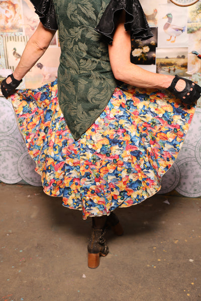 07. Mini Crescent Skirt in Painted Ducks - The Fowl Majesty Collection