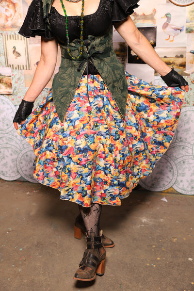 07. Mini Crescent Skirt in Painted Ducks - The Fowl Majesty Collection