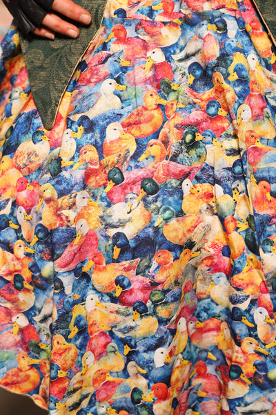 07. Mini Crescent Skirt in Painted Ducks - The Fowl Majesty Collection