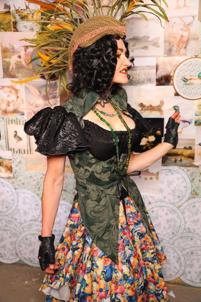 01. Artemis Underbust Corset in Forest Scroll -The Fowl Majesty Collection