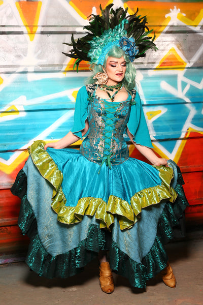 Mini Fairy Skirt in Solid Turquoise with Mermaid Pintuck Ruffle #32 - The "Chasing Waterfalls" Collection