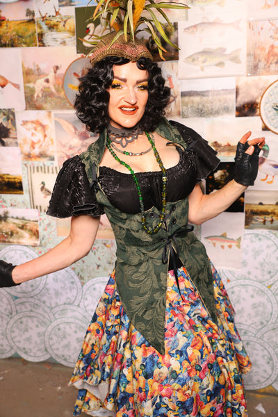 01. Artemis Underbust Corset in Forest Scroll -The Fowl Majesty Collection