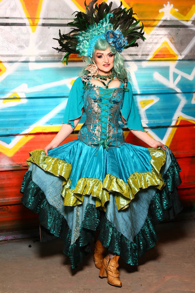 Mini Fairy Skirt in Solid Turquoise with Mermaid Pintuck Ruffle #32 - The "Chasing Waterfalls" Collection