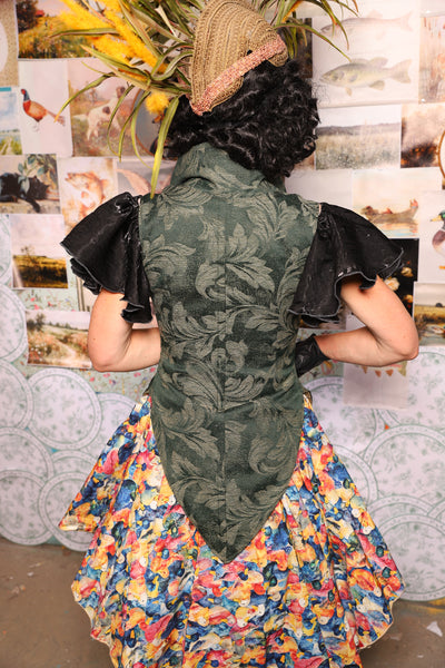 01. Artemis Underbust Corset in Forest Scroll -The Fowl Majesty Collection