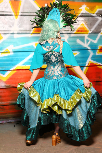 Mini Fairy Skirt in Solid Turquoise with Mermaid Pintuck Ruffle #32 - The "Chasing Waterfalls" Collection