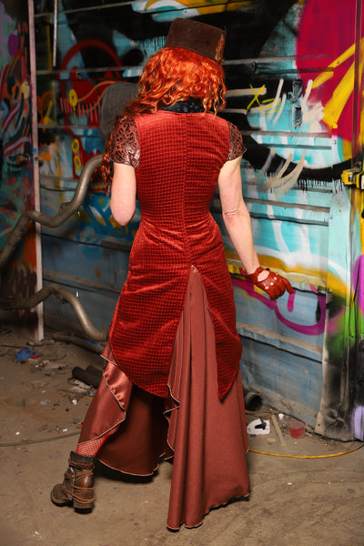 06. Crescent Skirt in Terracotta Matte Reverse Satin - The "Ensembled in Embers" Collection