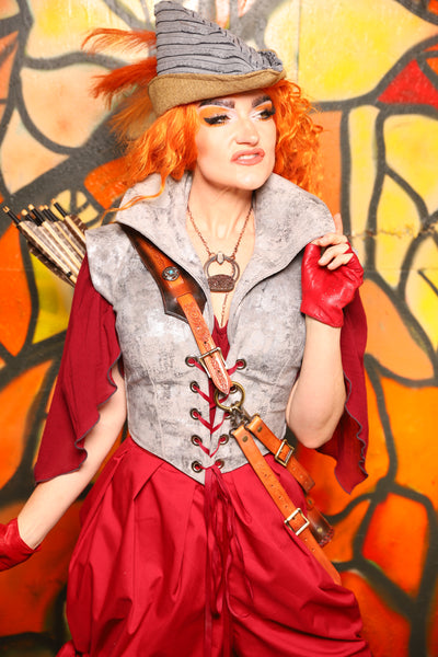Guinevere II Bodice in Silver Metallic Armor -"Bowstrings & Bodices Collection"