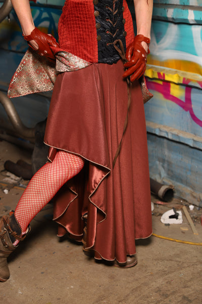 06. Crescent Skirt in Terracotta Matte Reverse Satin - The "Ensembled in Embers" Collection