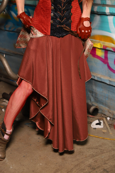 06. Crescent Skirt in Terracotta Matte Reverse Satin - The "Ensembled in Embers" Collection