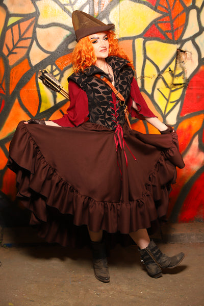 Salsa Skirt in Brown Twill -"Bowstrings & Bodices Collection"