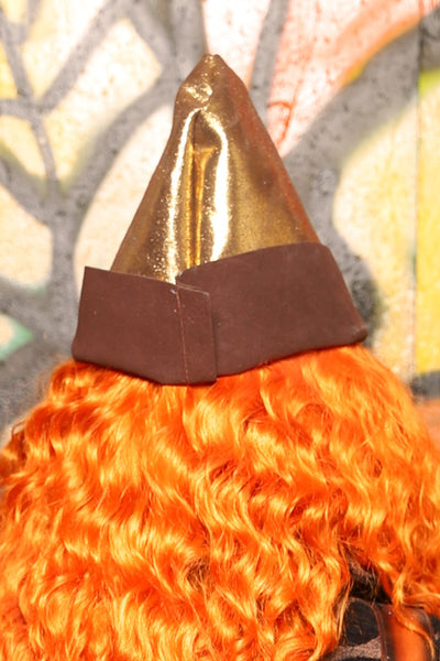 Robin Hood Hat in Brown & Gold Metallic REAL Leather "Bowstrings & Bodices Collection"