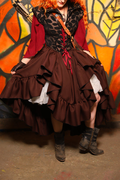 Salsa Skirt in Brown Twill -"Bowstrings & Bodices Collection"