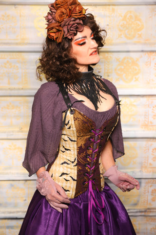 Crossfire Corset in Batty + Purple & Gold Medallion - Day 3 of 13 Days of Halloween