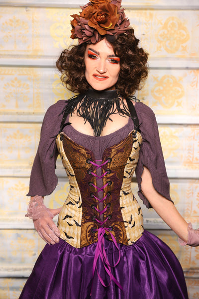 Crossfire Corset in Batty + Purple & Gold Medallion - Day 3 of 13 Days of Halloween