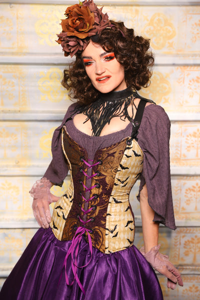 Crossfire Corset in Batty + Purple & Gold Medallion - Day 3 of 13 Days of Halloween