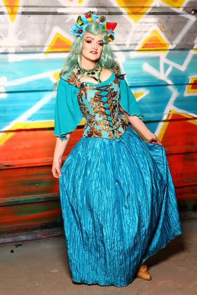 Tulip Skirt in Crushed Turquoise Taffeta #50 - The "Chasing Waterfalls" Collection