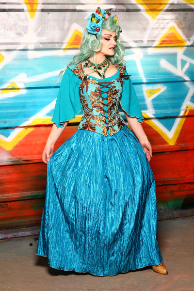 Tulip Skirt in Crushed Turquoise Taffeta #50 - The "Chasing Waterfalls" Collection