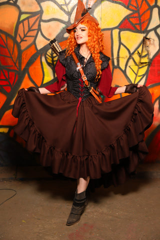 Salsa Skirt in Brown Twill -"Bowstrings & Bodices Collection"