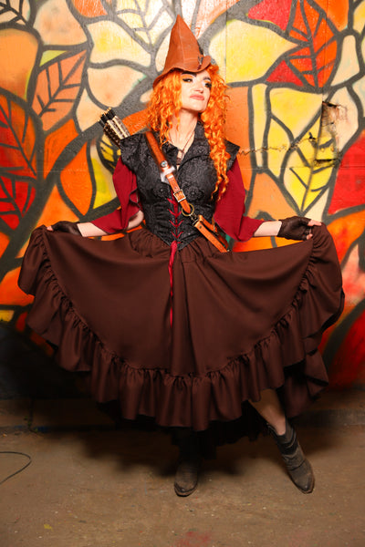 Salsa Skirt in Brown Twill -"Bowstrings & Bodices Collection"