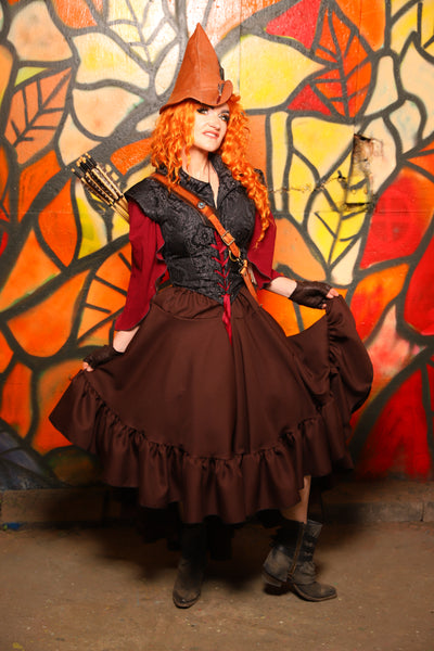 Salsa Skirt in Brown Twill -"Bowstrings & Bodices Collection"