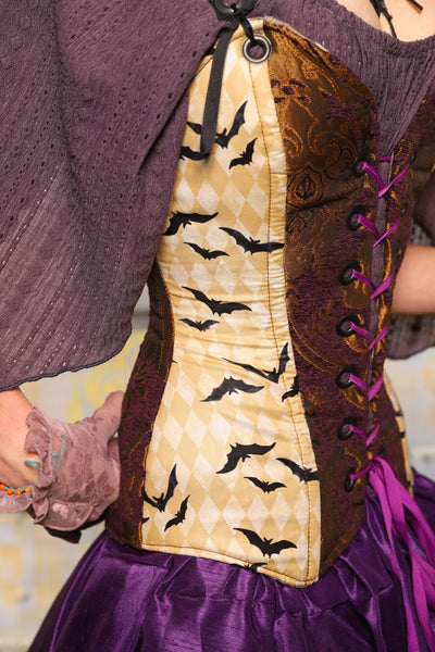 Crossfire Corset in Batty + Purple & Gold Medallion - Day 3 of 13 Days of Halloween