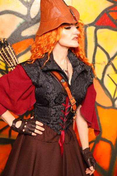 Guinevere II Bodice in Black Filigree Jacquard -"Bowstrings & Bodices Collection"