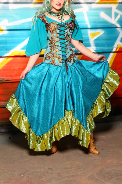 Fairy Skirt in Solid Turquoise w/Mermaid Pintuck Ruffle #24 - The "Chasing Waterfalls" Collection