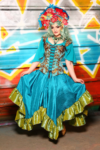 Fairy Skirt in Solid Turquoise w/Mermaid Pintuck Ruffle #24 - The "Chasing Waterfalls" Collection