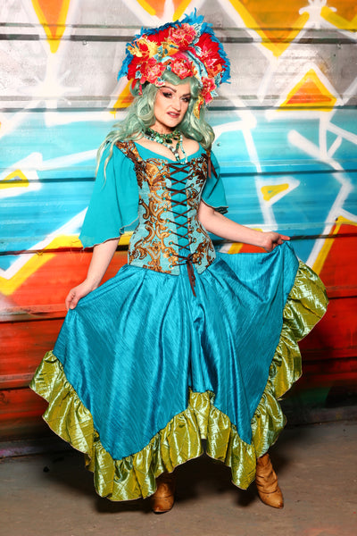 Fairy Skirt in Solid Turquoise w/Mermaid Pintuck Ruffle #24 - The "Chasing Waterfalls" Collection