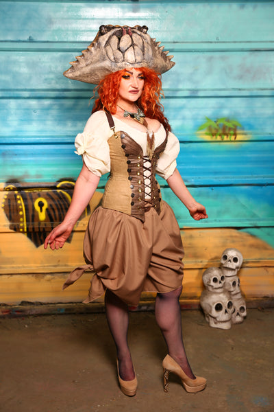 NEW MARKDOWN! Set #06 - Map Tan Suede-Includes Corset + Bloomers- The Paradise Cove Collection