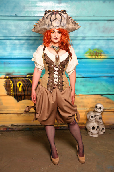 NEW MARKDOWN! Set #06 - Map Tan Suede-Includes Corset + Bloomers- The Paradise Cove Collection