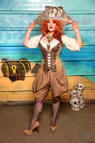 NEW MARKDOWN! Set #06 - Map Tan Suede-Includes Corset + Bloomers- The Paradise Cove Collection