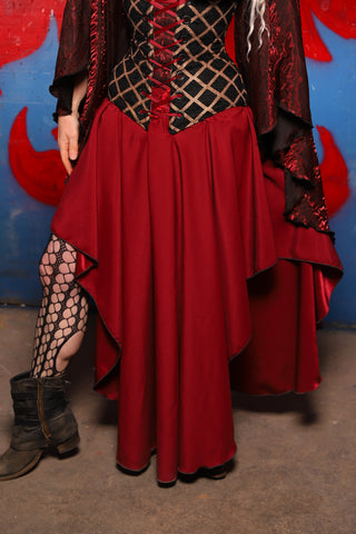 Crescent Skirt in Crimson Crepe Satin - The Checkered Past Collection