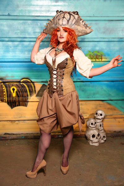 NEW MARKDOWN! Set #06 - Map Tan Suede-Includes Corset + Bloomers- The Paradise Cove Collection