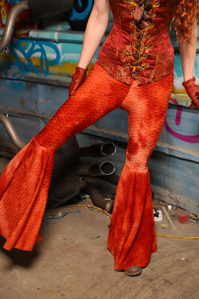 Bell Bottoms in Textured Burning Tie-Dye Spandex - The "Ensembled in Embers" Collection
