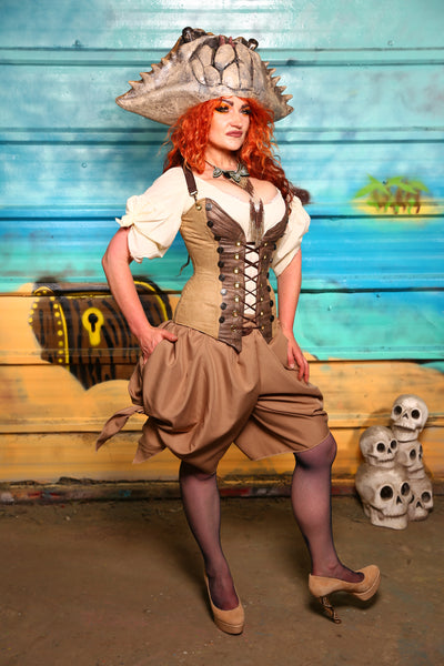 NEW MARKDOWN! Set #06 - Map Tan Suede-Includes Corset + Bloomers- The Paradise Cove Collection