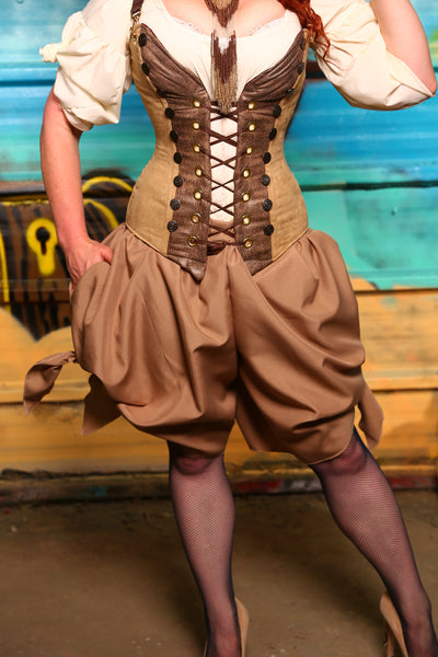 NEW MARKDOWN! Set #06 - Map Tan Suede-Includes Corset + Bloomers- The Paradise Cove Collection