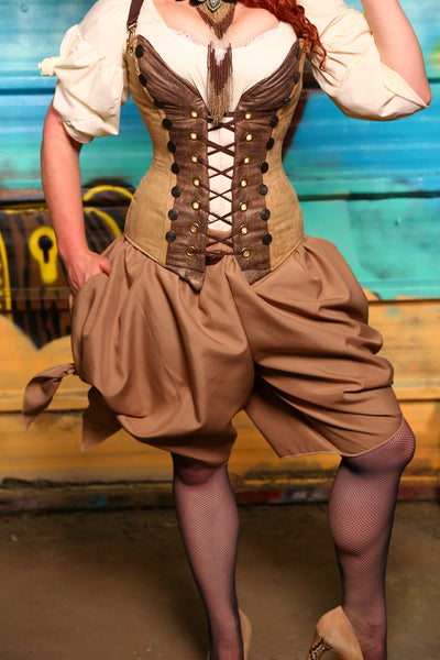 NEW MARKDOWN! Set #06 - Map Tan Suede-Includes Corset + Bloomers- The Paradise Cove Collection