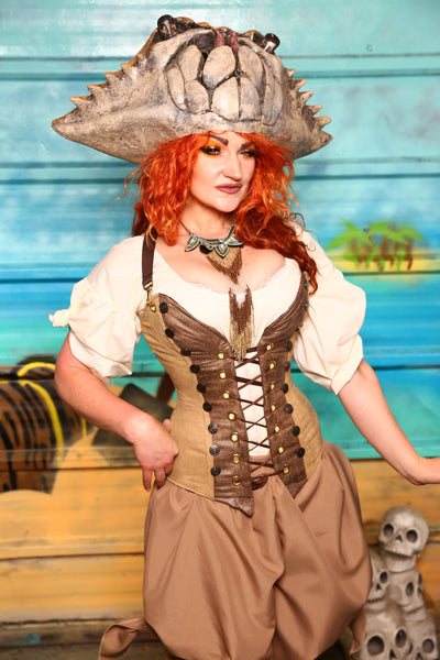 NEW MARKDOWN! Set #06 - Map Tan Suede-Includes Corset + Bloomers- The Paradise Cove Collection