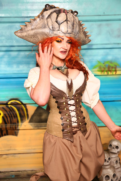 NEW MARKDOWN! Set #06 - Map Tan Suede-Includes Corset + Bloomers- The Paradise Cove Collection