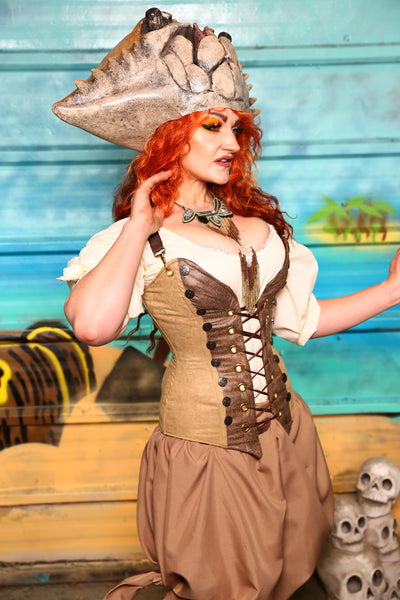 NEW MARKDOWN! Set #06 - Map Tan Suede-Includes Corset + Bloomers- The Paradise Cove Collection