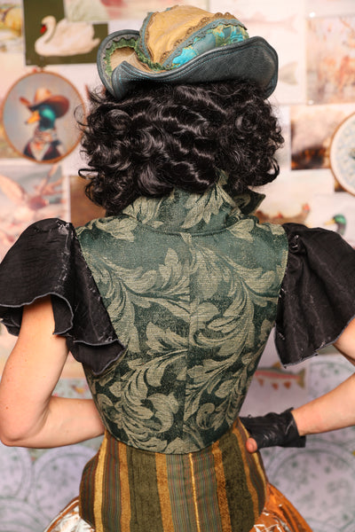 10. Cropped Vixen w/collar in Forest Scroll - The Fowl Majesty Collection