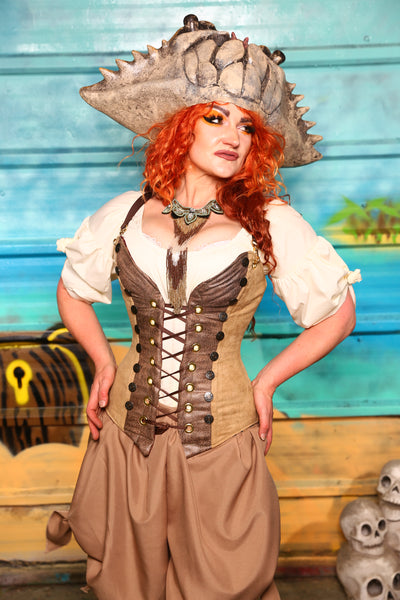 NEW MARKDOWN! Set #06 - Map Tan Suede-Includes Corset + Bloomers- The Paradise Cove Collection