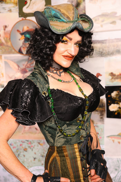 10. Cropped Vixen w/collar in Forest Scroll - The Fowl Majesty Collection