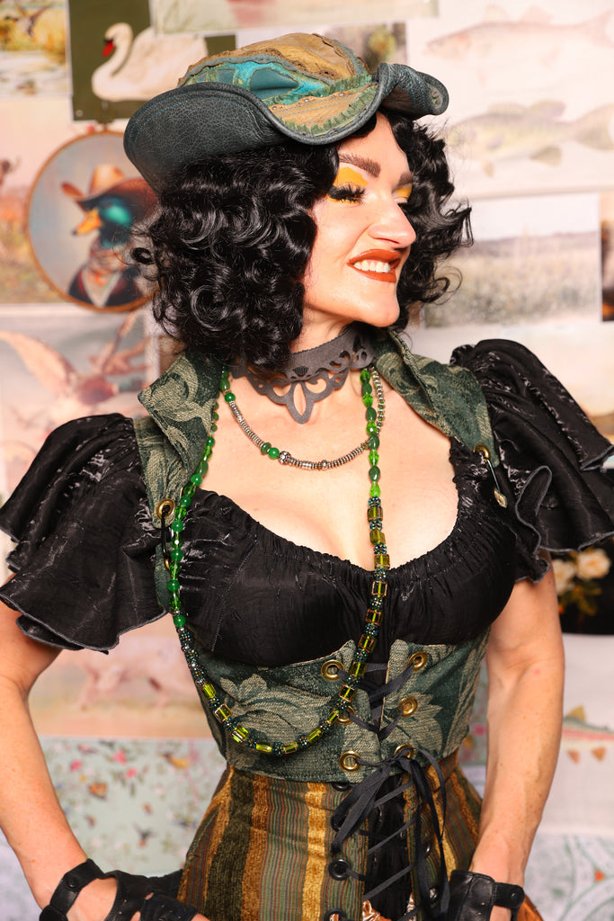 10. Cropped Vixen w/collar in Forest Scroll - The Fowl Majesty Collection