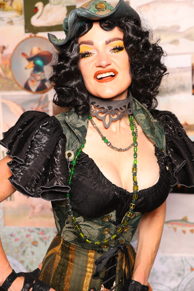 10. Cropped Vixen w/collar in Forest Scroll - The Fowl Majesty Collection